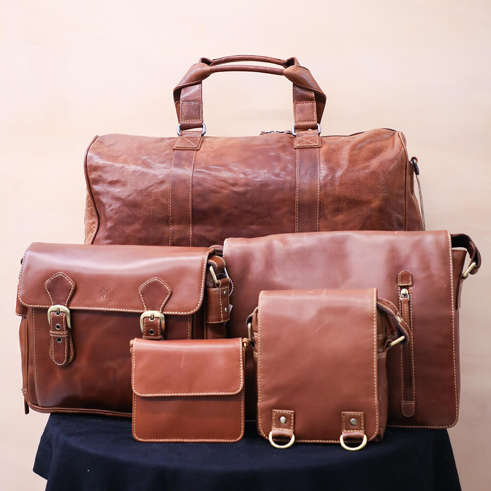 JLP Melbourne Durable Leather Bag (Cognac colour)