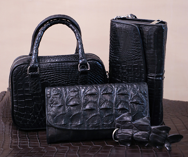 Bangkok - Ladies CROCODILE ALLIGATOR Skin Leather Handbag Shoulder Bag -  Black